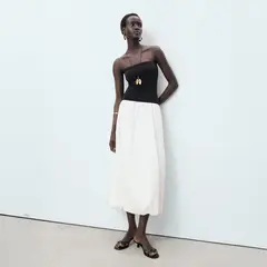 MANGO - Vestido Tejido Combinado Globo Mujer