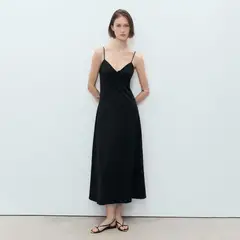 MANGO - Vestido Largo Escote Lazo Mujer