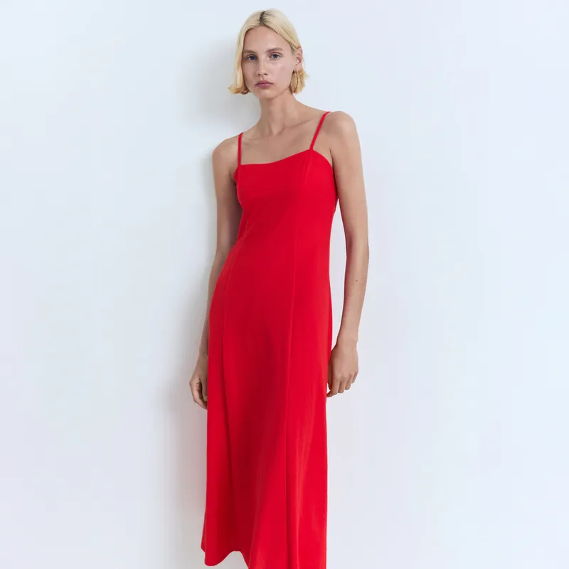 MANGO - Vestido Midi Lazo Espalda Mujer Mango