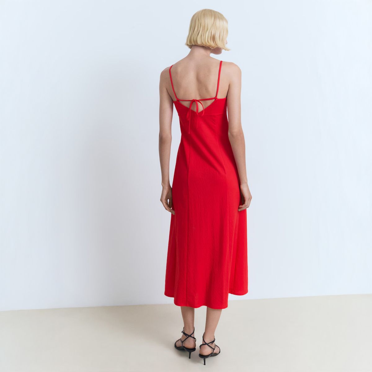 MANGO - Vestido Midi Lazo Espalda Mujer Mango