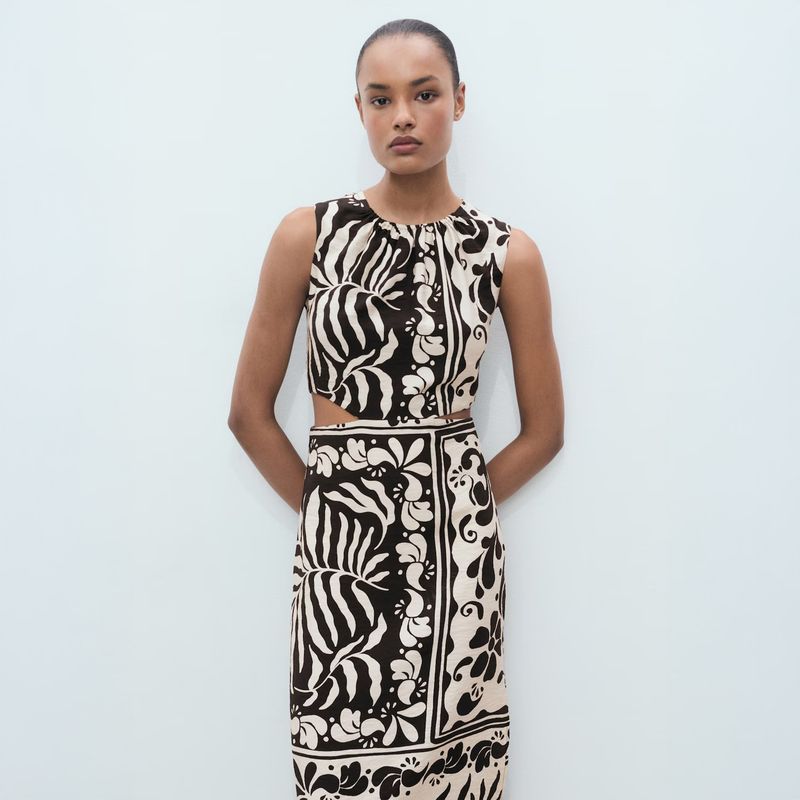 MANGO - Vestido Midi Cut Out Mujer Mango