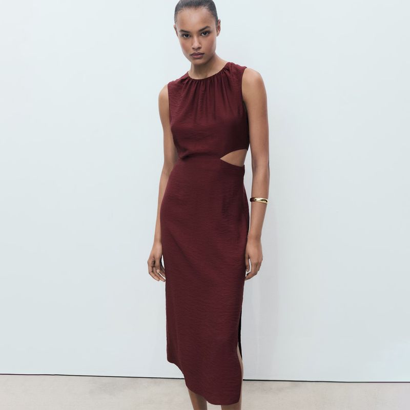 MANGO - Vestido Midi Cut Out Mujer Mango