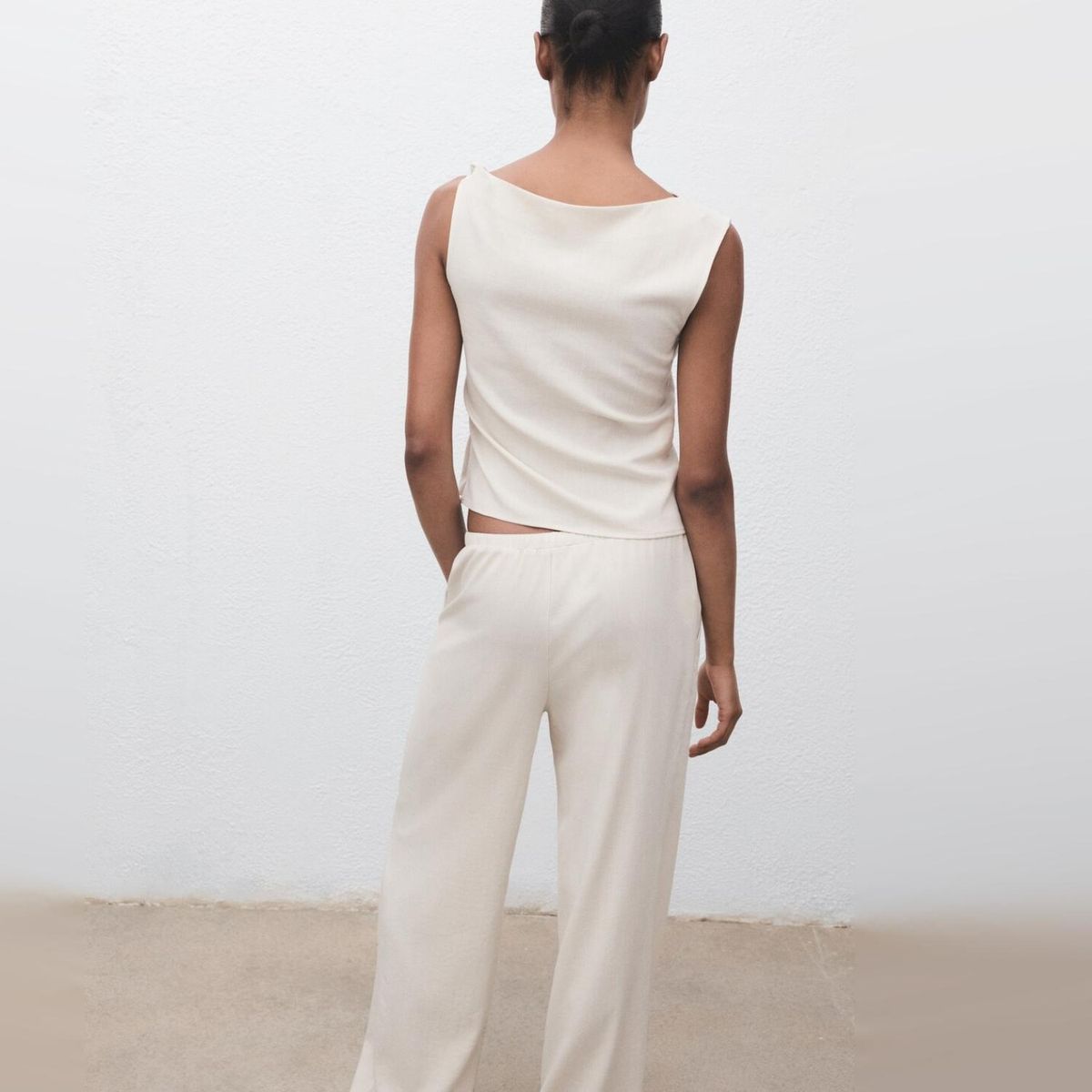 MANGO - Top Asimétrico Tirante Drapeado Mujer Mango