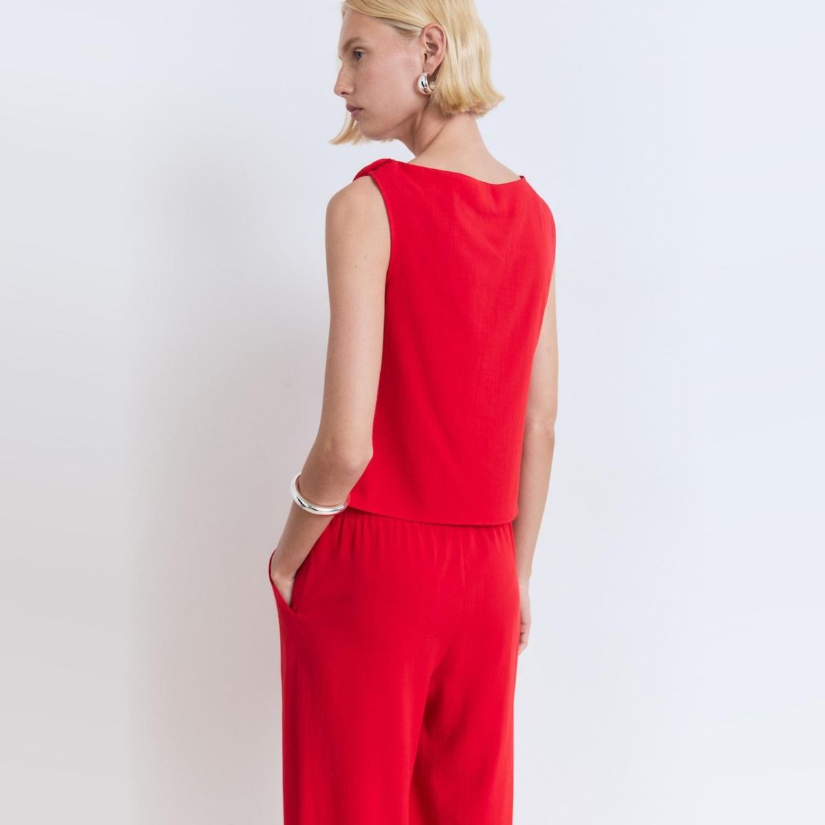 MANGO - Top Asimétrico Tirante Drapeado Mujer Mango