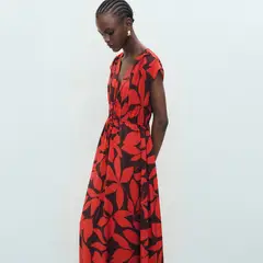 MANGO - Vestido Largo Estampado Mujer