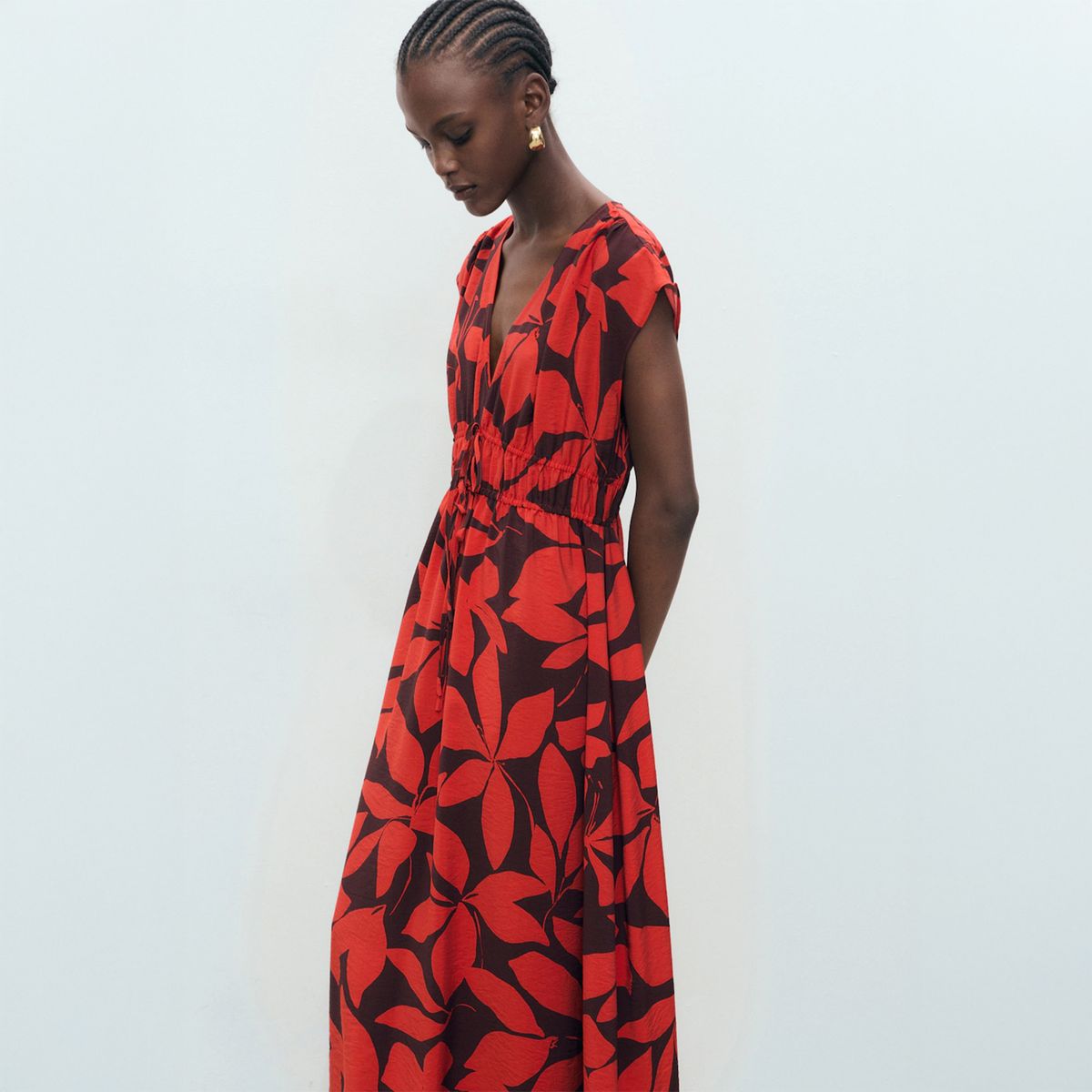 MANGO - Vestido Largo Estampado Mujer Mango