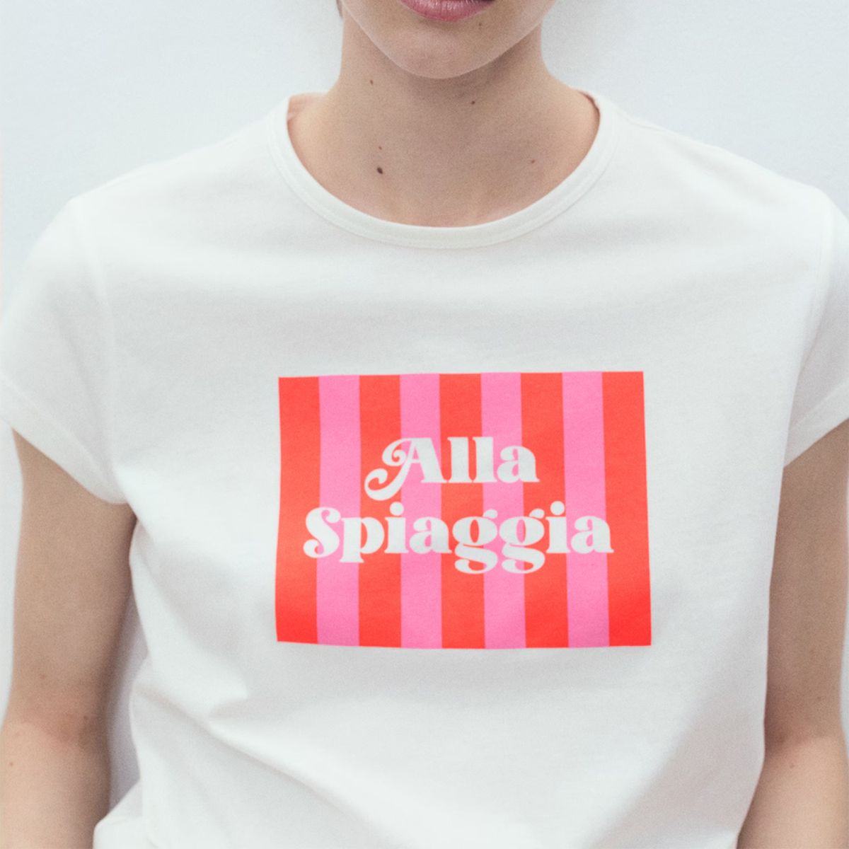 MANGO - Polera Algodón Estampada Mujer Mango