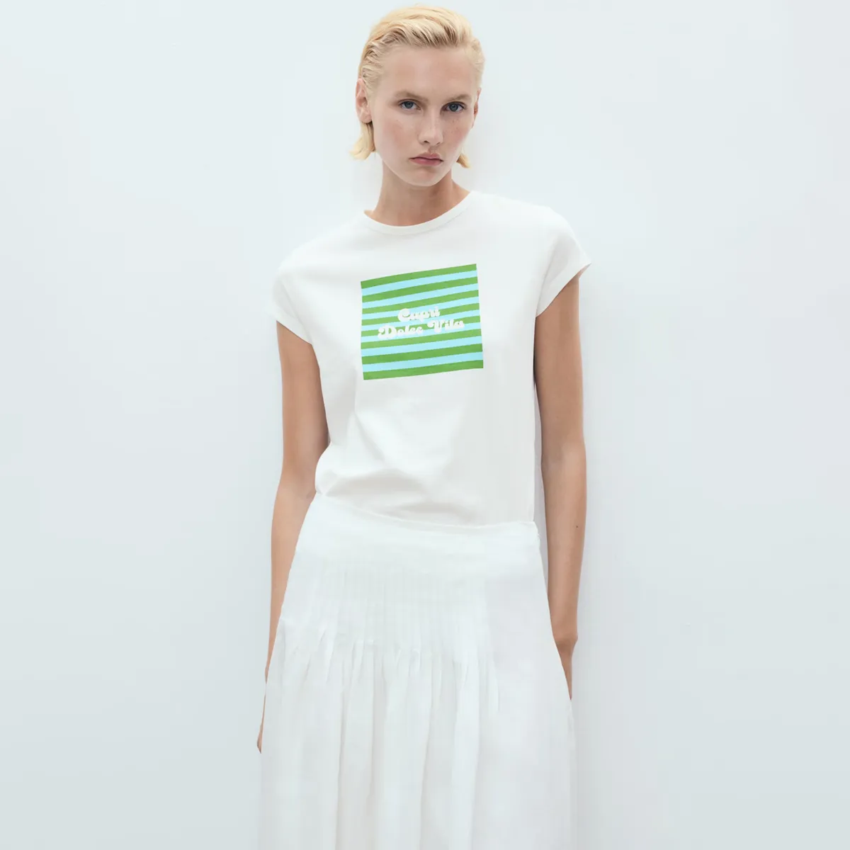 MANGO - Polera Algodón Estampada Mujer Mango