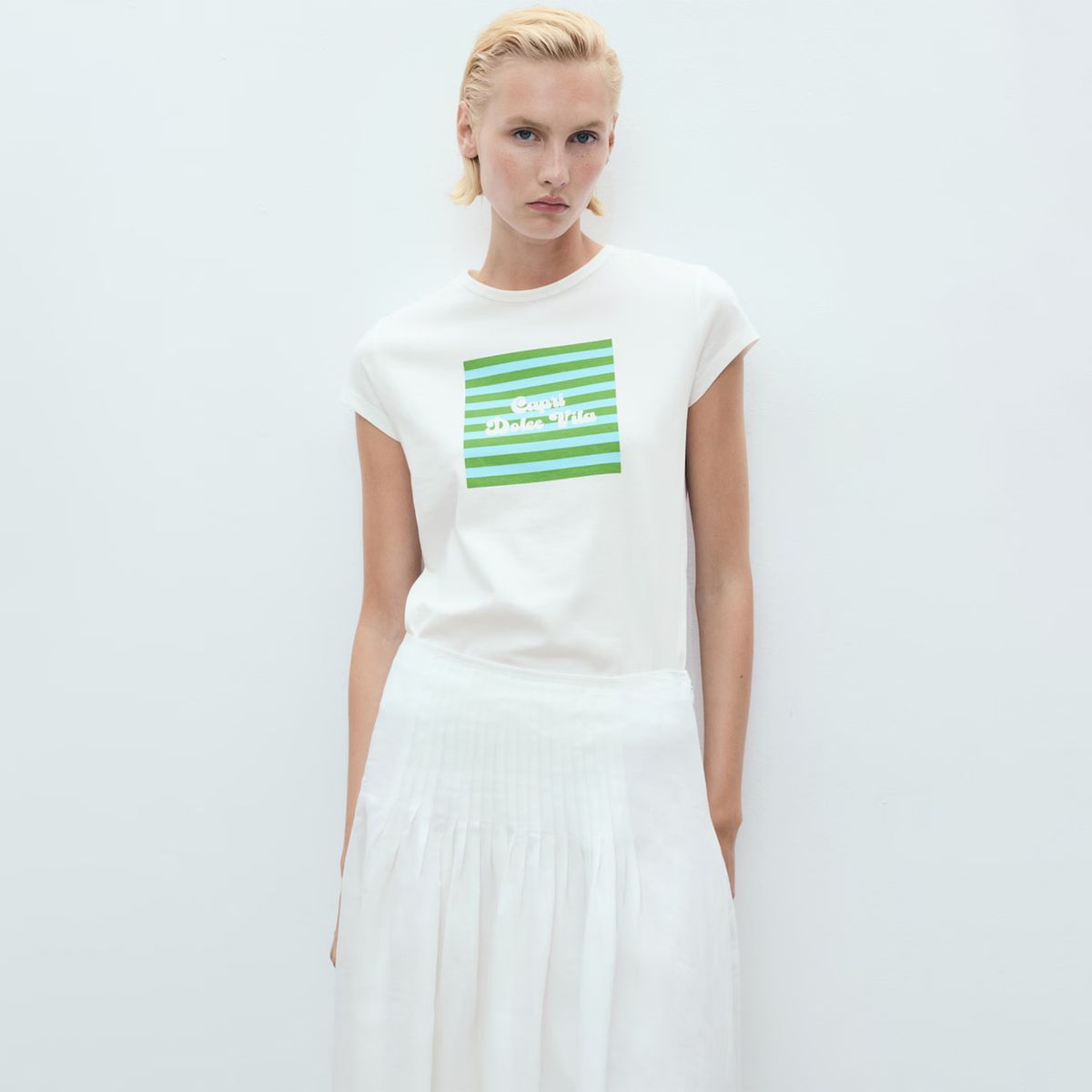 MANGO - Polera Algodón Estampada Mujer Mango