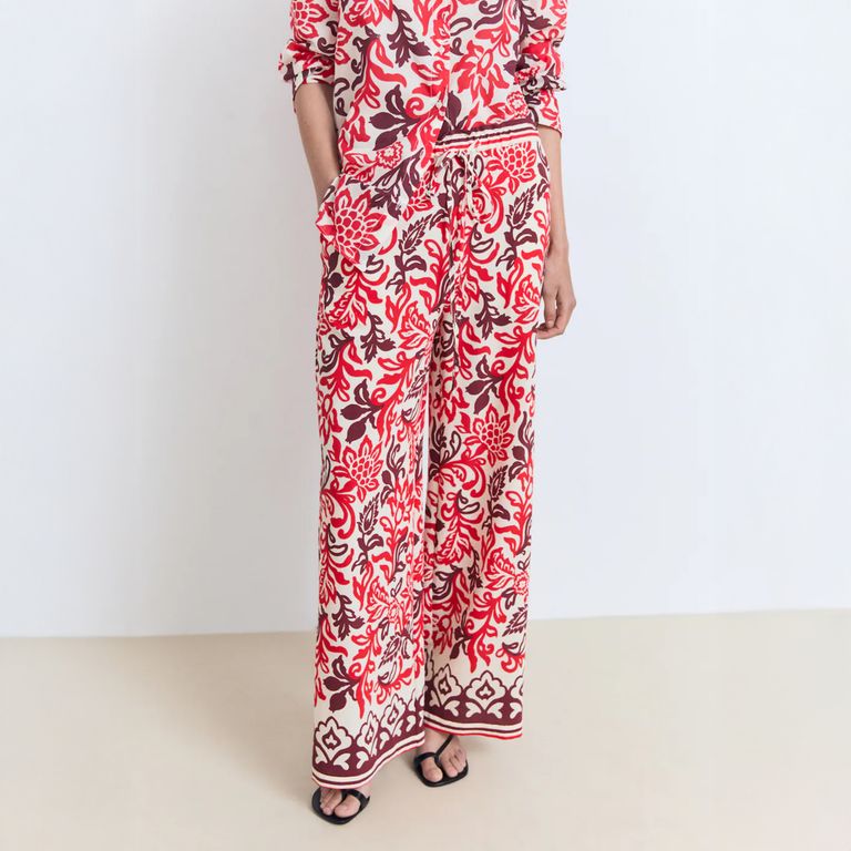 MANGO Pantalón Fluido Estampado Mujer