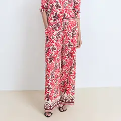 MANGO - Pantalón Fluido Estampado Mujer