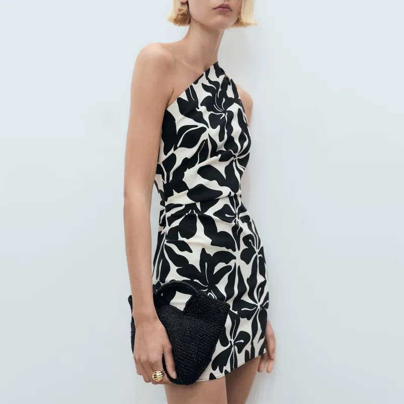 MANGO - Vestido Corto Asimétrico Mujer Mango