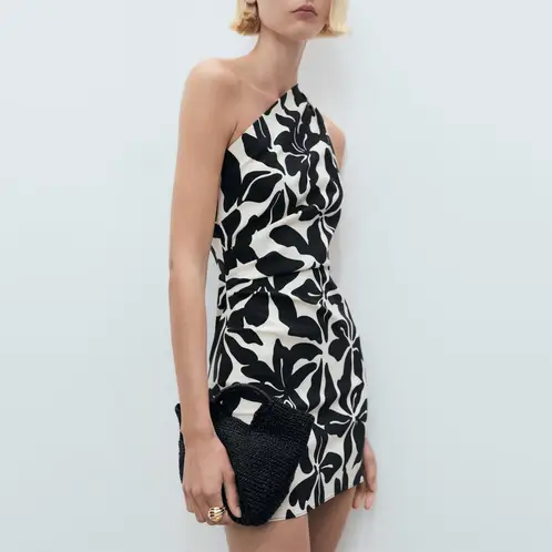 MANGO - Vestido Corto Asimétrico Mujer