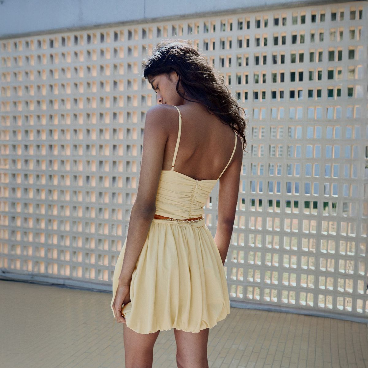 MANGO - Vestido Globo Fruncidos Mujer Mango