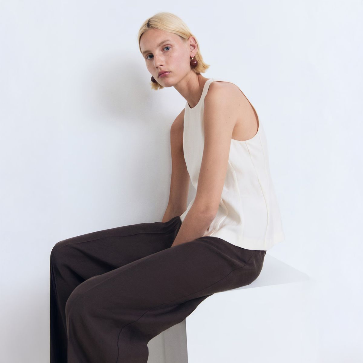 MANGO - Blusa Halter Entallada Mujer Mango