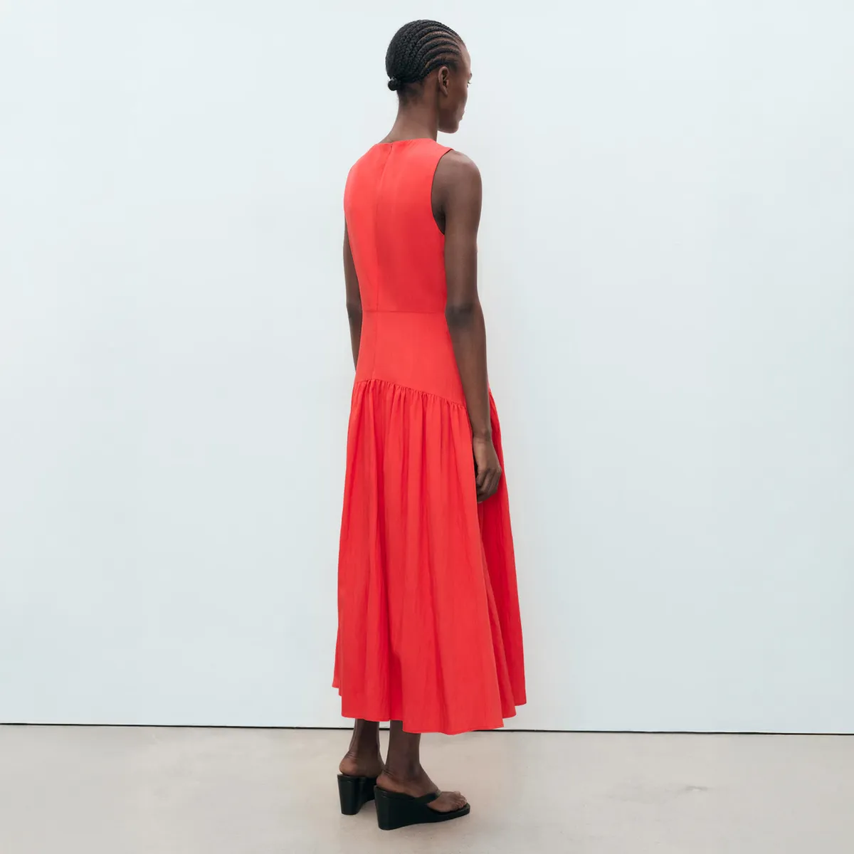 MANGO - Vestido Largo Bajo Frunces Mujer Mango