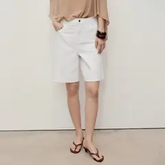 MANGO - Bermudas Denim Rectas Tiro Alto Mujer