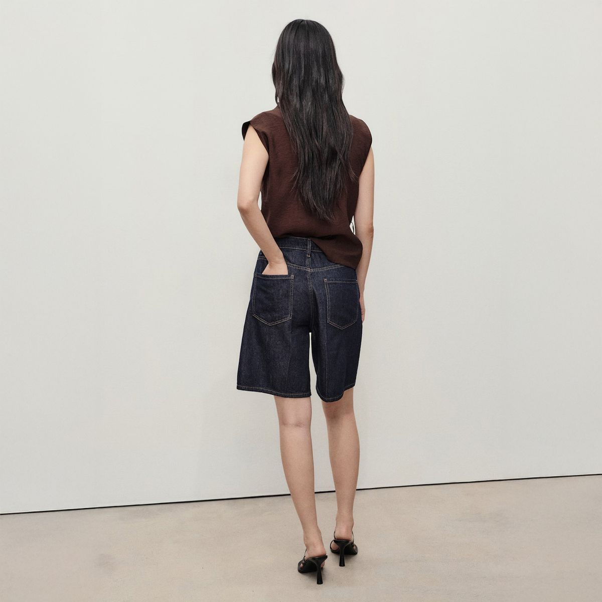 MANGO - Bermudas Denim Tiro Alto Rinse Wash Mujer Mango