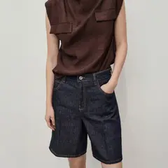 MANGO - Bermudas Denim Tiro Alto Rinse Wash Mujer
