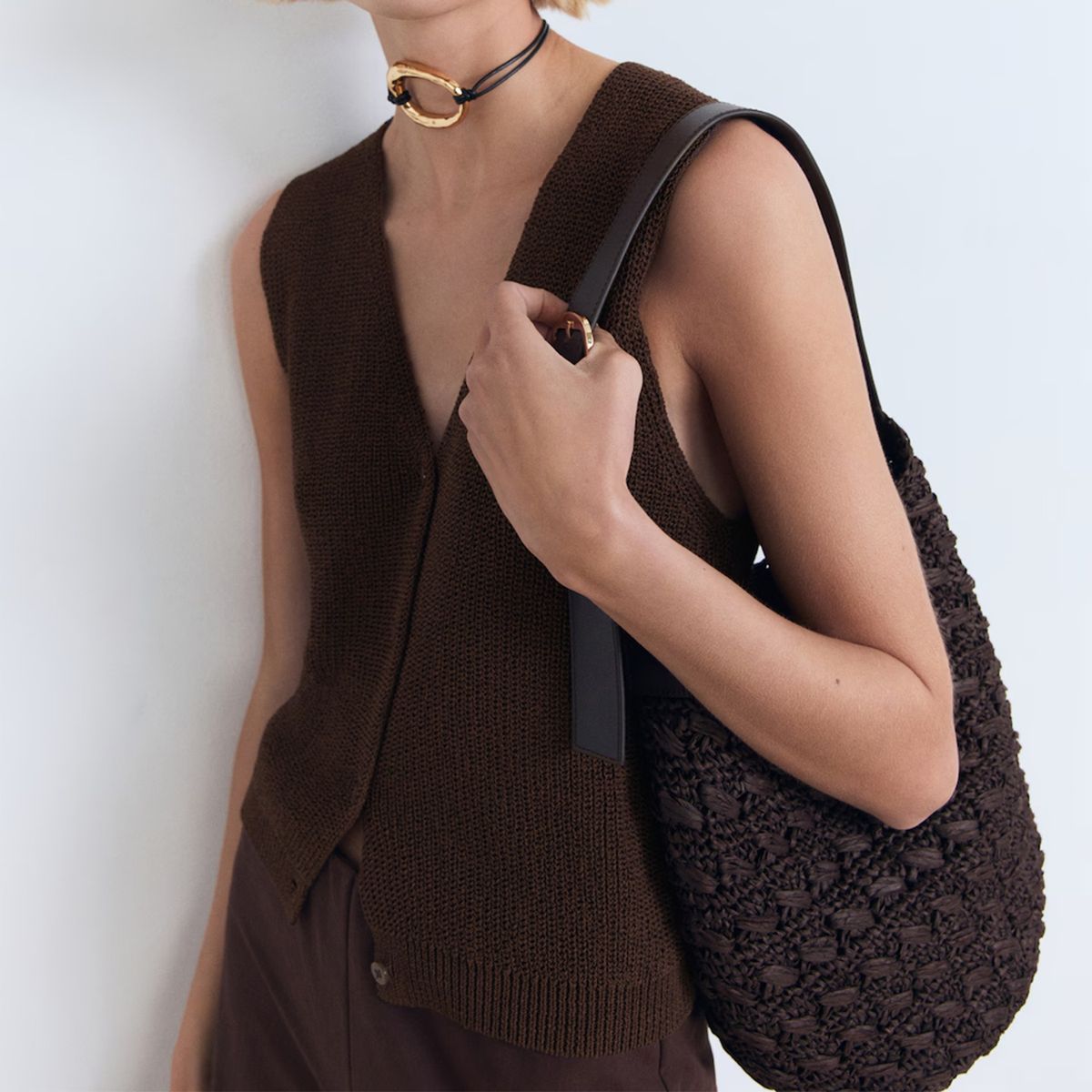 MANGO - Vest Punto Calado Mujer Mango