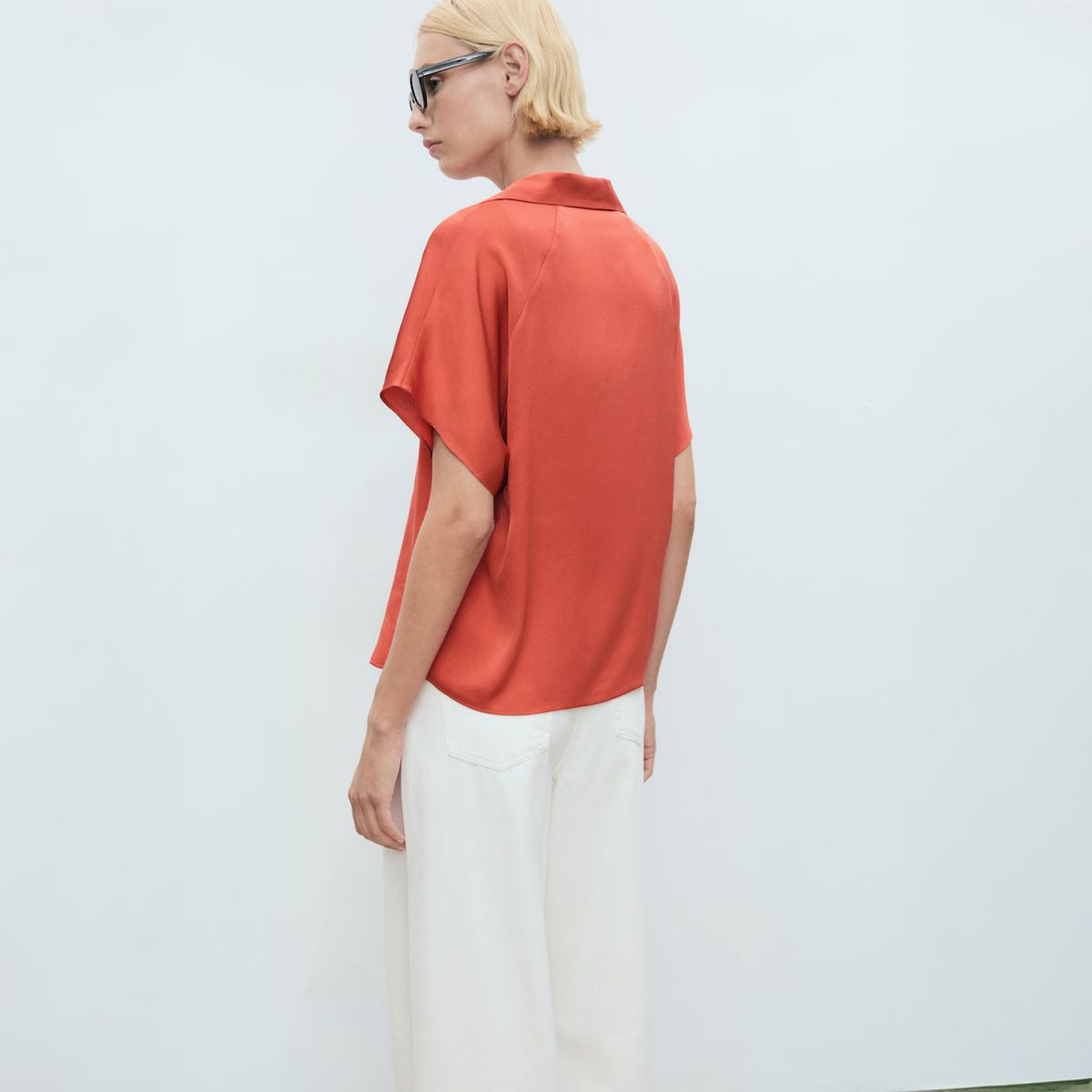 MANGO - Camisa Fluida Manga Corta Mujer Mango