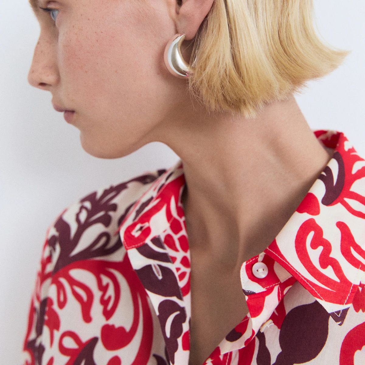 MANGO - Blusa Algodón Estampada Mujer Mango