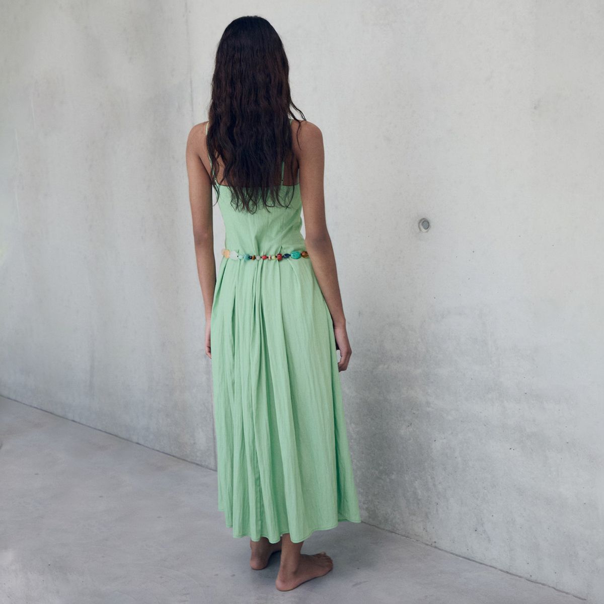 MANGO - Vestido Midi Pinzas Mujer Mango