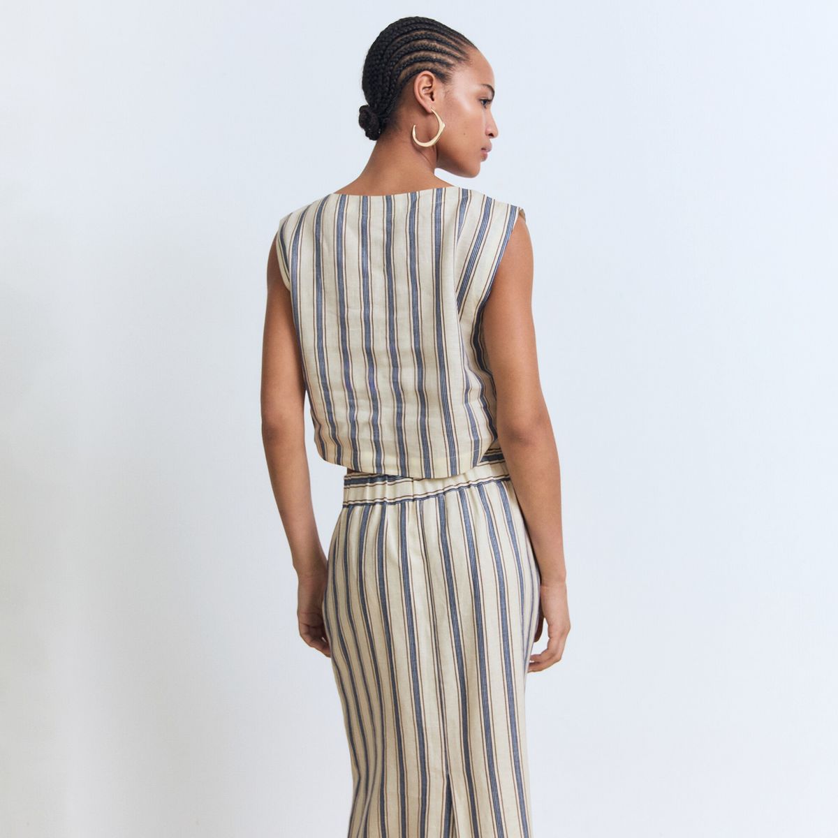 MANGO - Polera Lino Rayas Mujer Mango