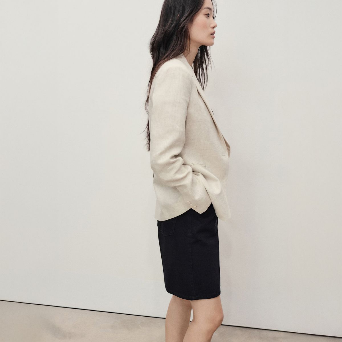 MANGO - Bermudas Denim Rectas Tiro Alto Mujer Mango