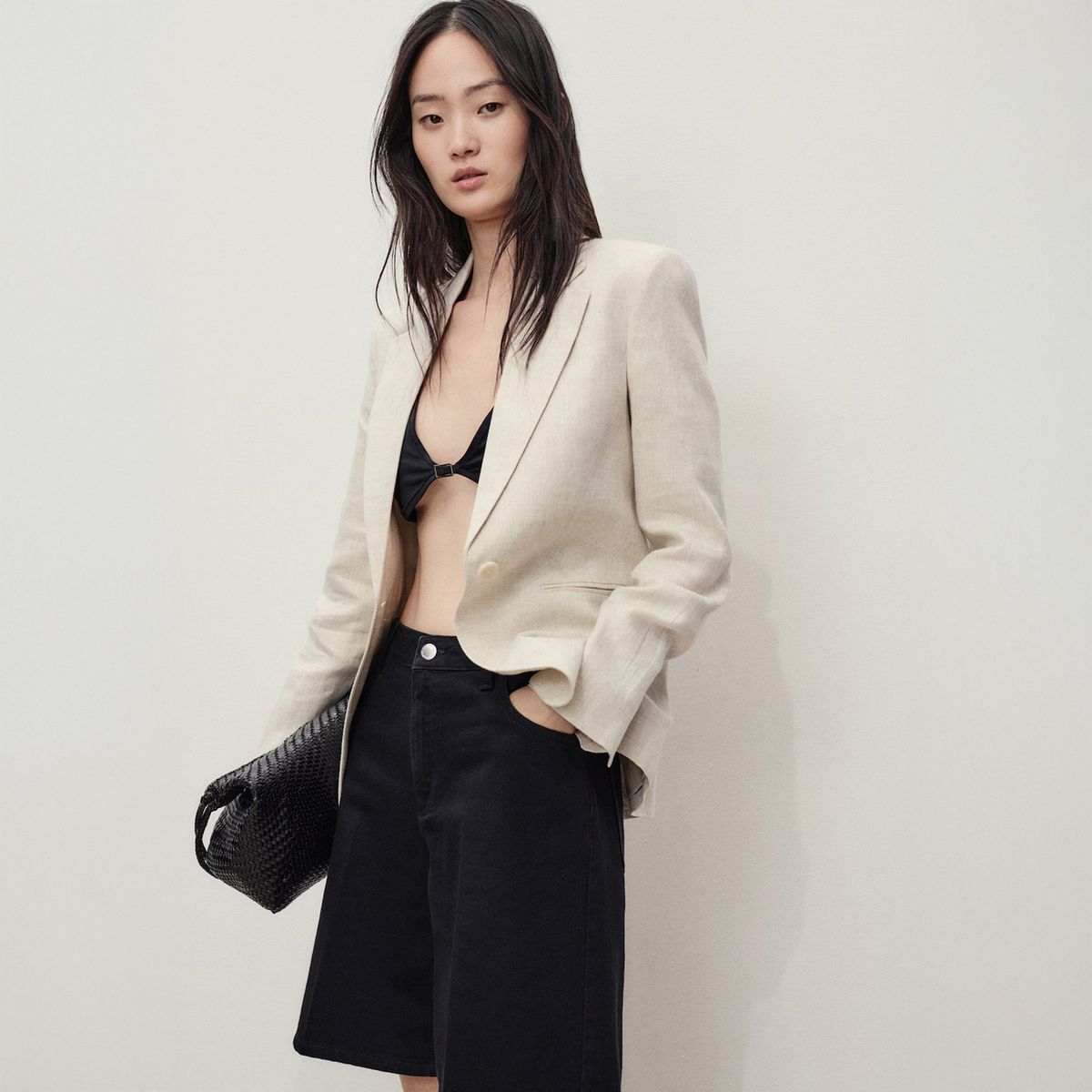 MANGO - Bermudas Denim Rectas Tiro Alto Mujer Mango