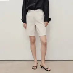 MANGO - Bermudas Denim Rectas Tiro Alto Mujer