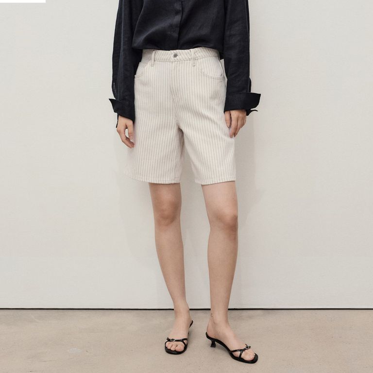 MANGO Bermudas Denim Rectas Tiro Alto Mujer