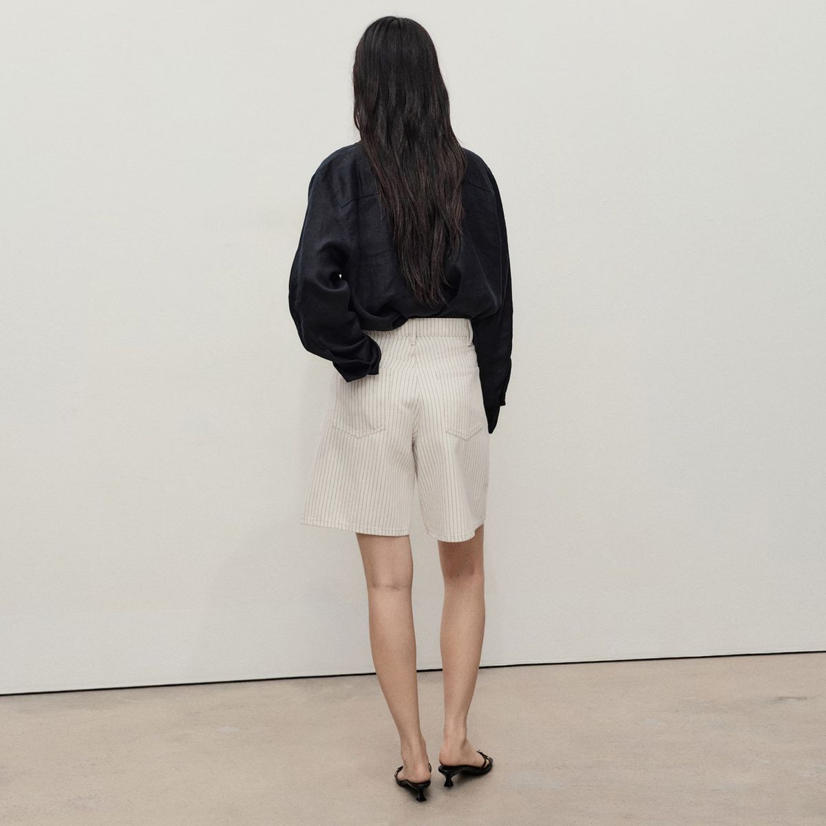 MANGO - Bermudas Denim Rectas Tiro Alto Mujer Mango