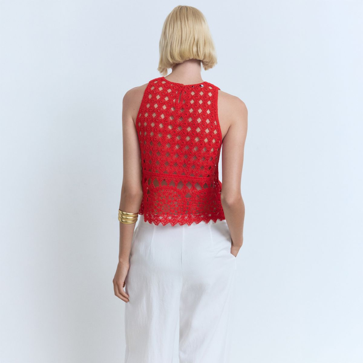 MANGO - Polera Punto Crochet Mujer Mango