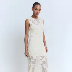 MANGO - Vestido Crochet Flores Mujer