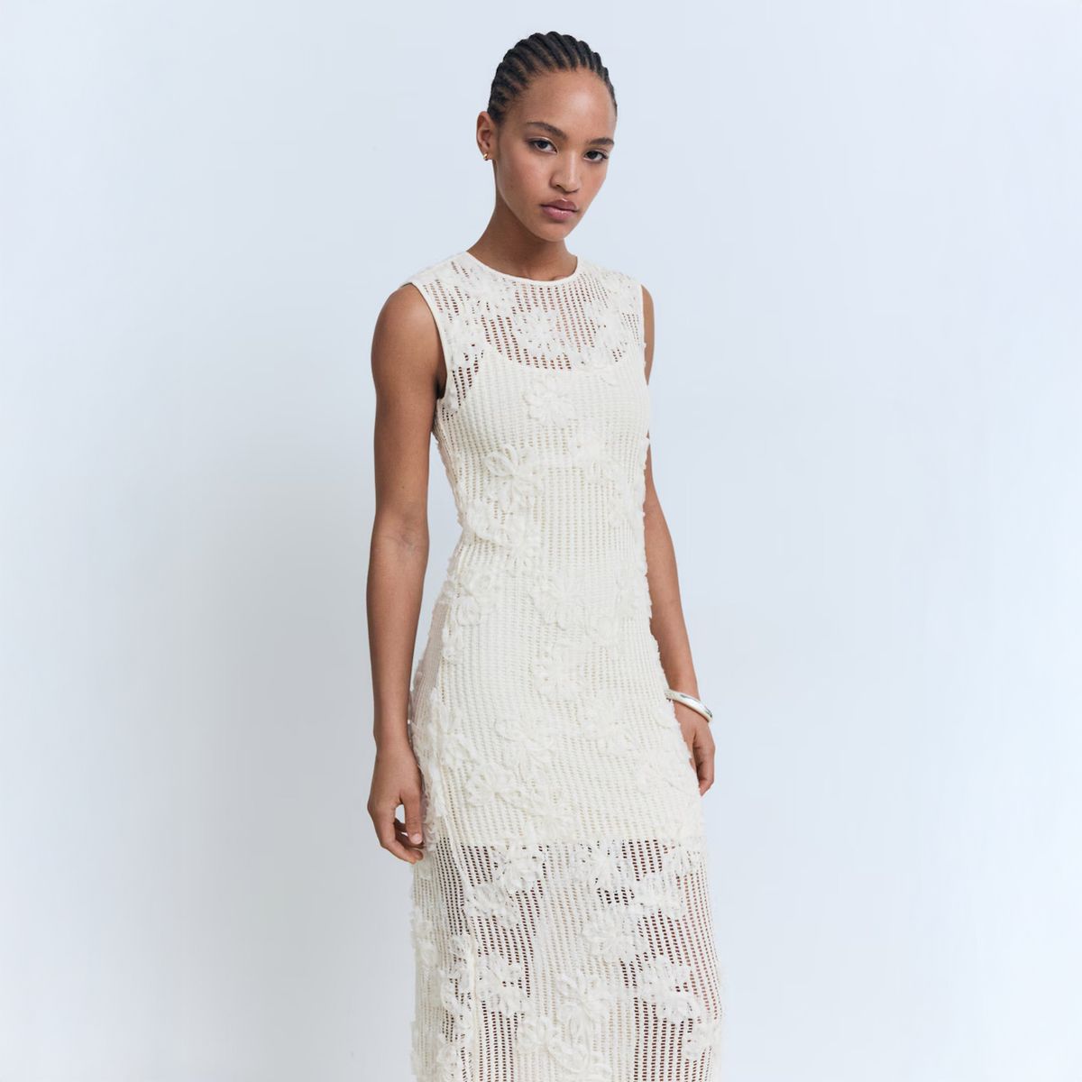 MANGO - Vestido Crochet Flores Mujer Mango