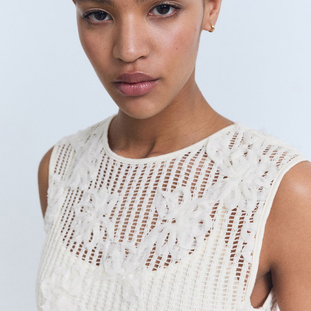 MANGO - Vestido Crochet Flores Mujer Mango