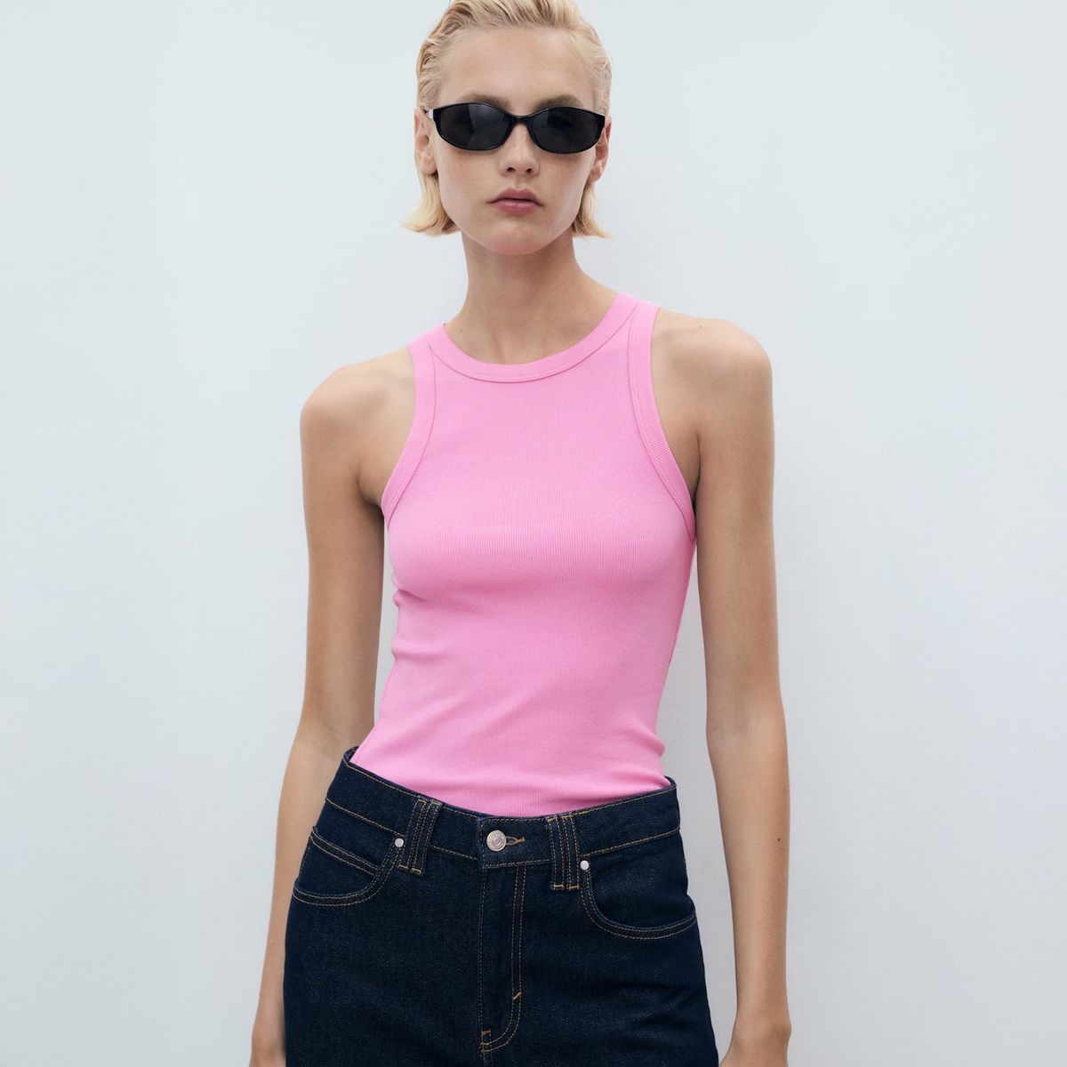 MANGO - Top Canalé Algodón Mujer Mango