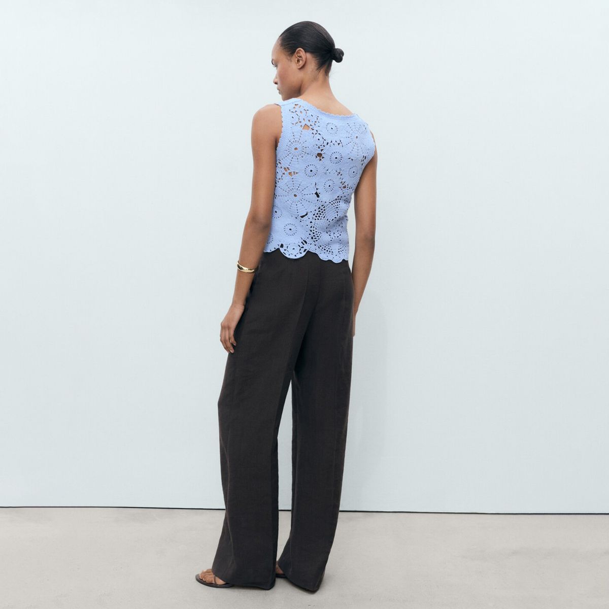 MANGO - Top Crochet Flores Mujer Mango