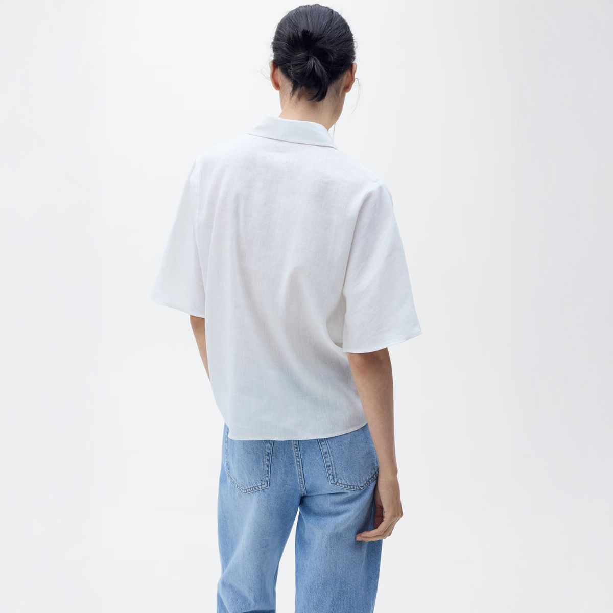 MANGO - Camisa Lino Manga Corta Mujer Mango