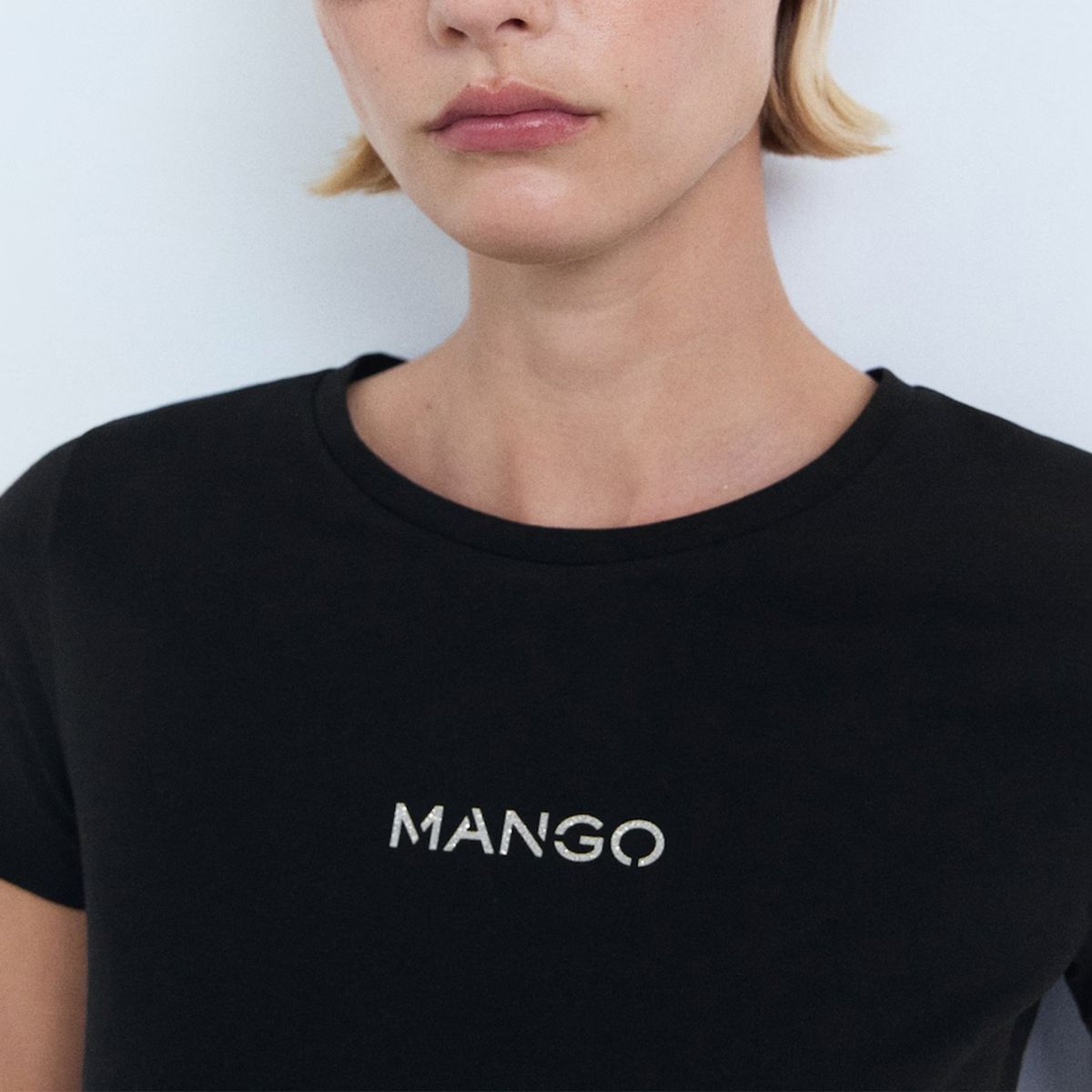 MANGO - Polera Algodón Logo Mujer Mango