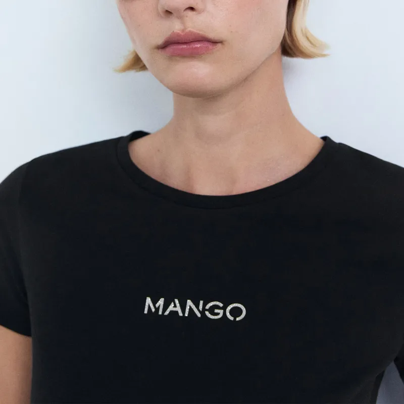 MANGO - Polera Algodón Logo Mujer Mango