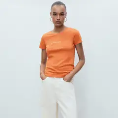 MANGO - Polera Algodón Logo Mujer
