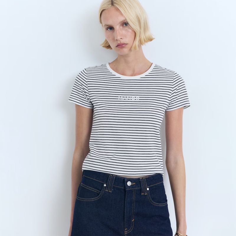 MANGO - Polera Rayas Logo Mujer Mango