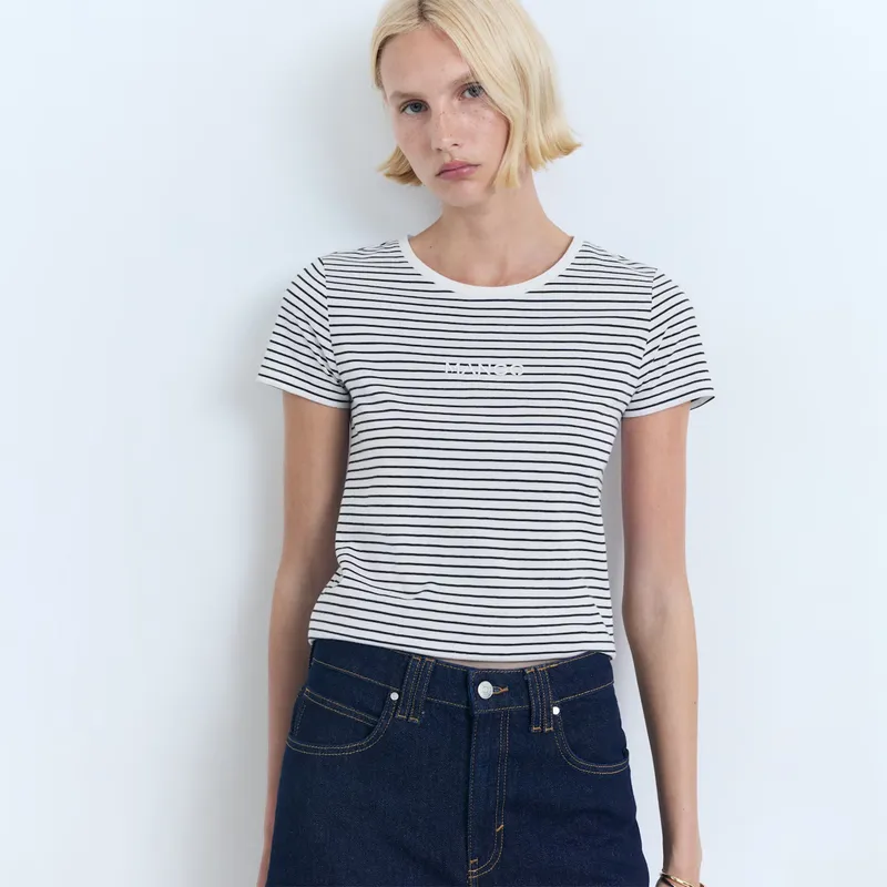 MANGO - Polera Rayas Logo Mujer Mango