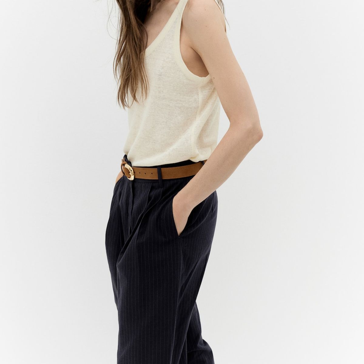 MANGO - Cinturón Piel Hebilla Ovalada Mujer Mango