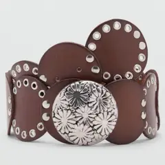 MANGO - Cinturón Piel Tachas Mujer