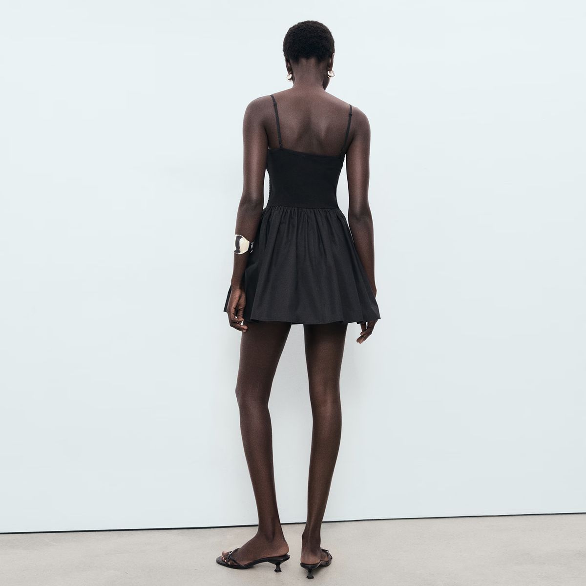 MANGO - Vestido Combinado Fruncido Mujer Mango