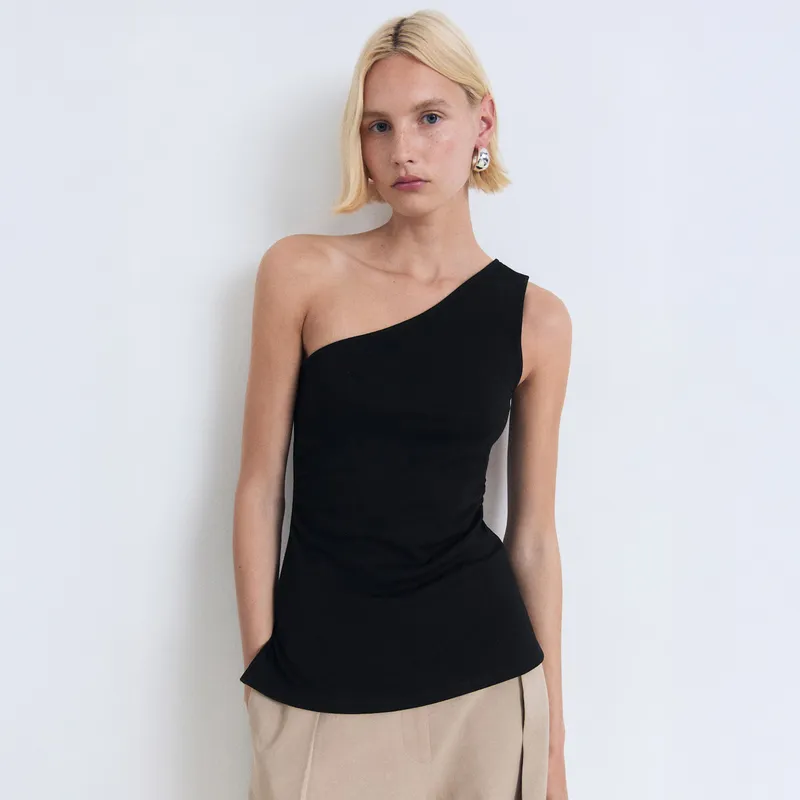 MANGO - Top Asimétrico Drapeado Mujer Mango