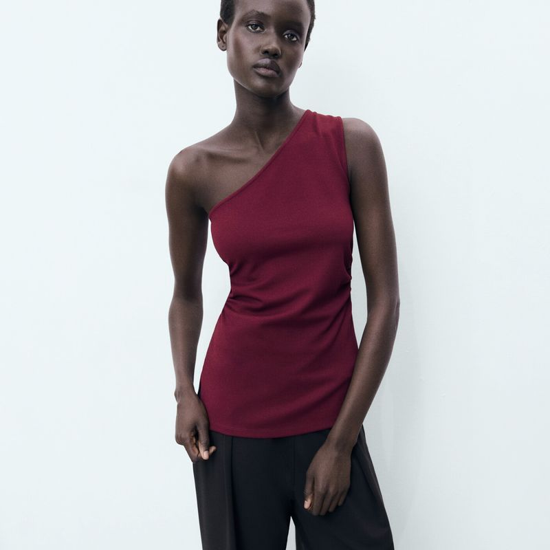MANGO - Top Asimétrico Drapeado Mujer Mango